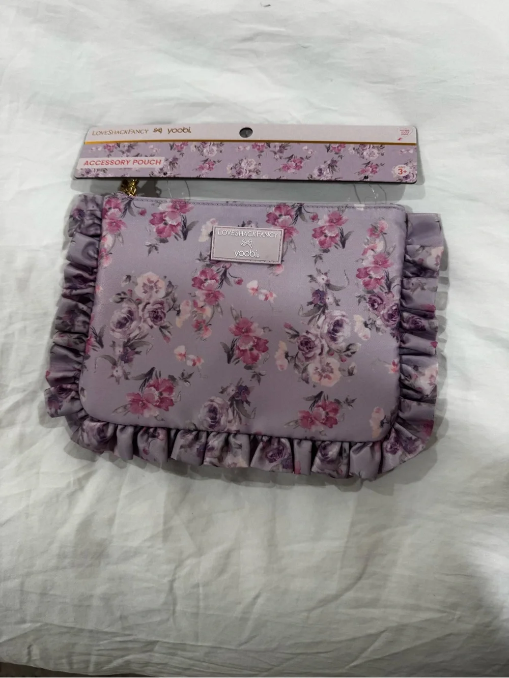 💗🎯 LoveShackFancy x Target - Yoobi Flat Zip Pencil Case w/ Ruffles Hibiscus